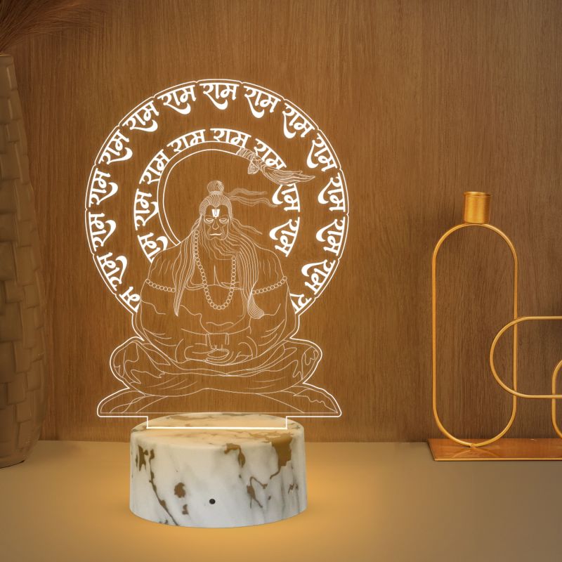 3D Illusion Lord Hanuman  Night Lamp with Warm White Led Light Devotional Table Lamp Home Office Pooja Room Decoration Light